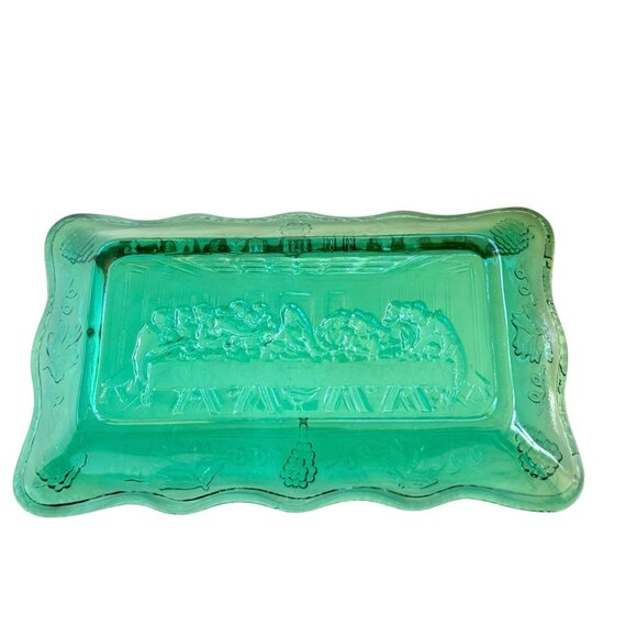 Vintage Tiara by Indiana Glass Mini Last Supper Butter Dish Plate - Picture 9 of 13